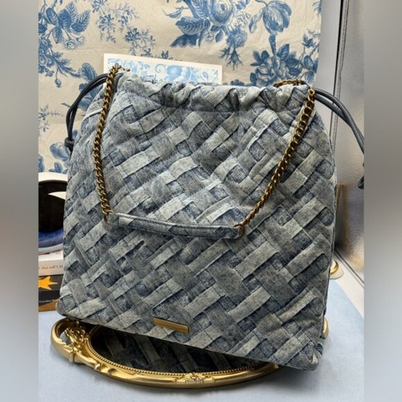 🆕 KURT GEIGER LONDON 🧿 NWOT Kensington Denim Drawstring Shoulder Bag - Picture 7 of 16